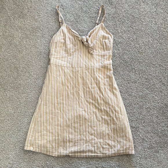 Hollister Babydoll Y2K Yellow & White Striped Cotton Mini Dress - Picture 6 of 8